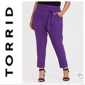 Purple High Waist Tie-Front Skinny Pants